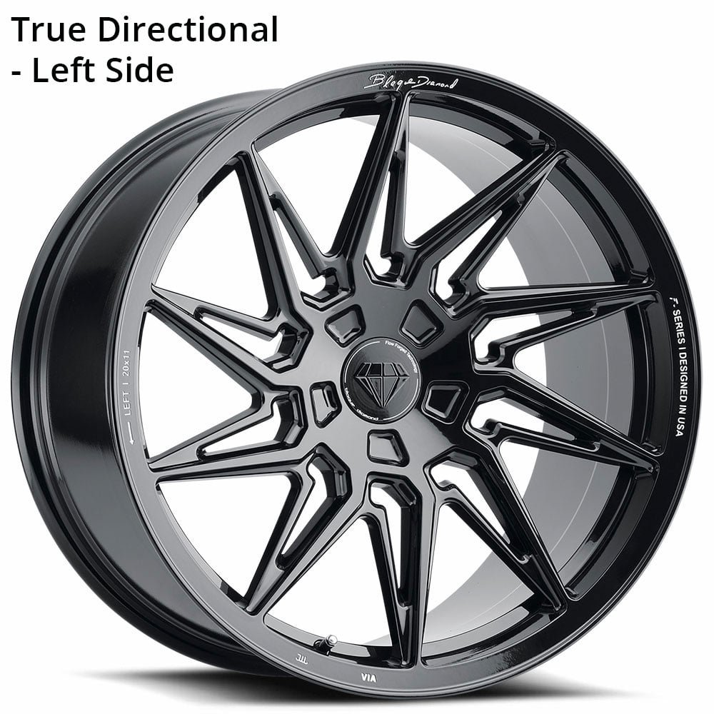 20" Blaque Diamond Wheels BD-F20 Gloss Black True Directional Flow Forged Rims