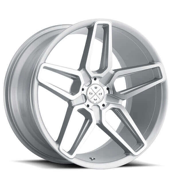 20" Staggered Blaque Diamond Wheels BD-17-5 Silver Machined Rims  
