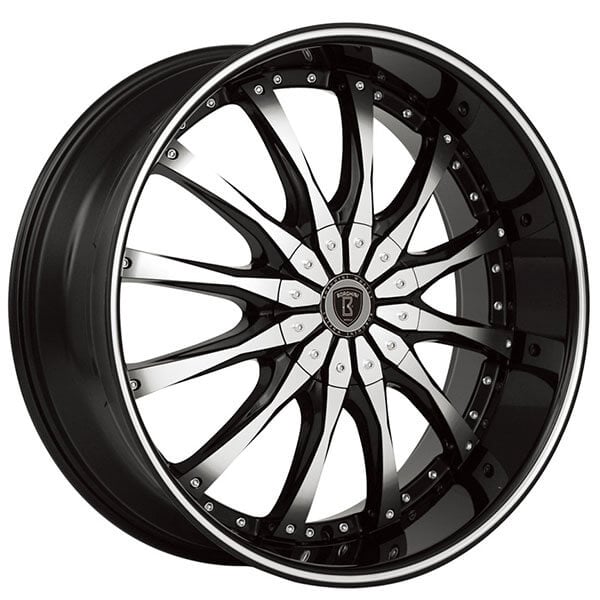 22x8.5" Borghini Wheels B8 Black Machined Rims