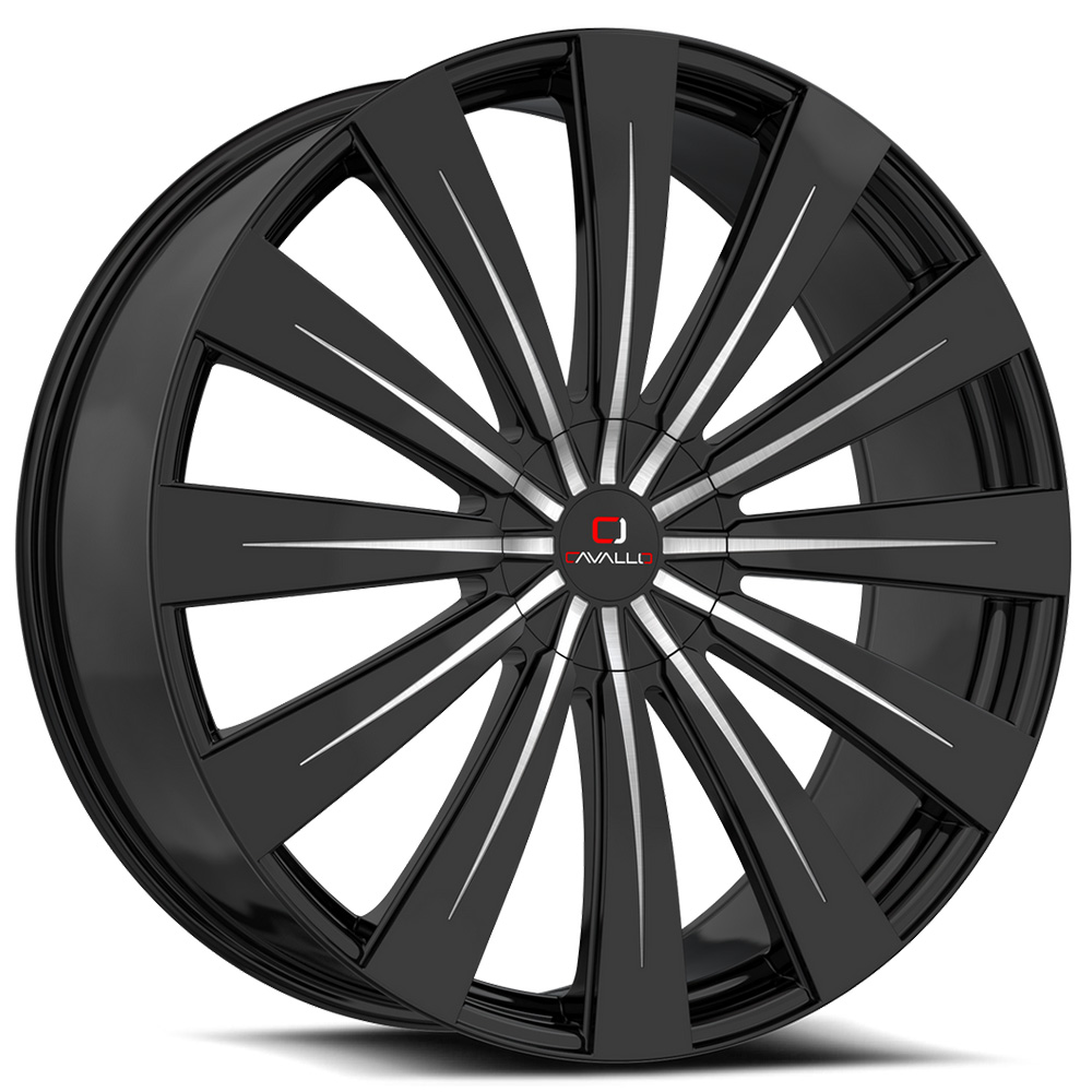 20" Cavallo Wheels CLV-49 Gloss Black Machined Rims
