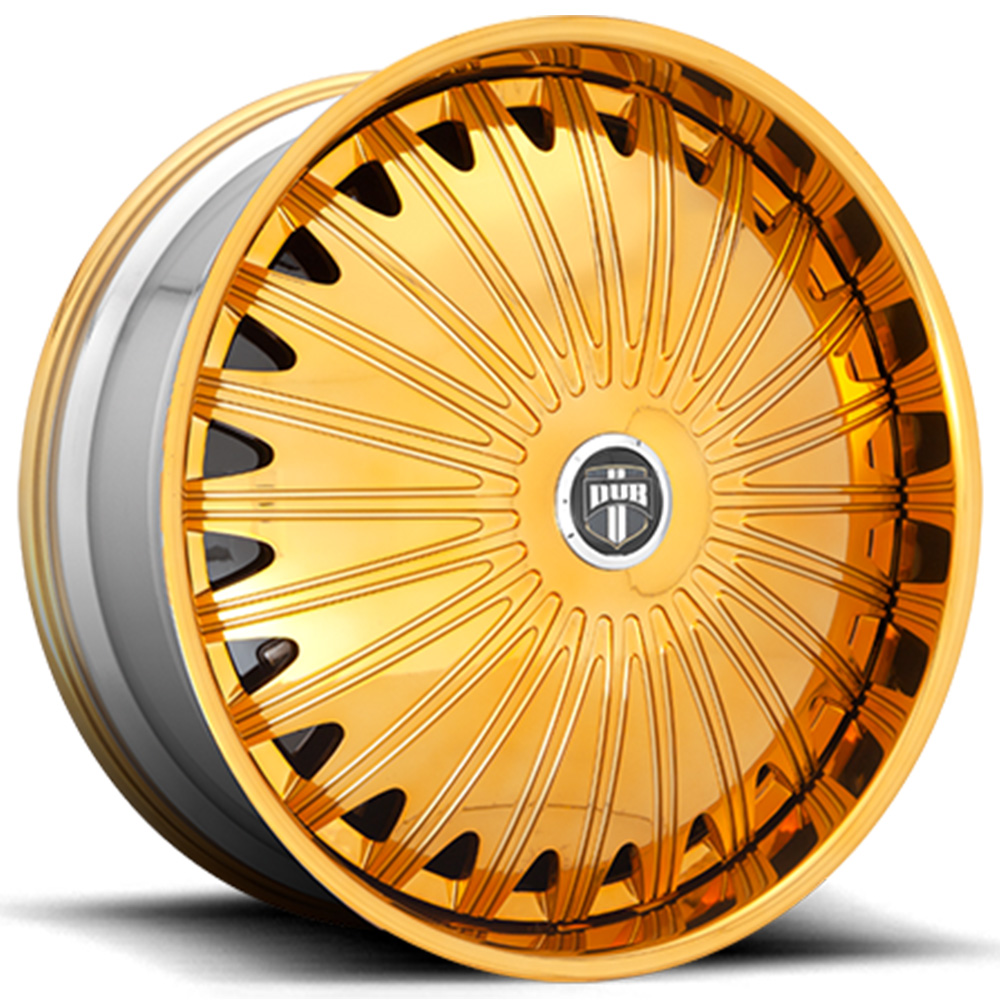 24" Dub Forged Wheels S723 Boogee Gold over Chrome Plating Spinner Rims
