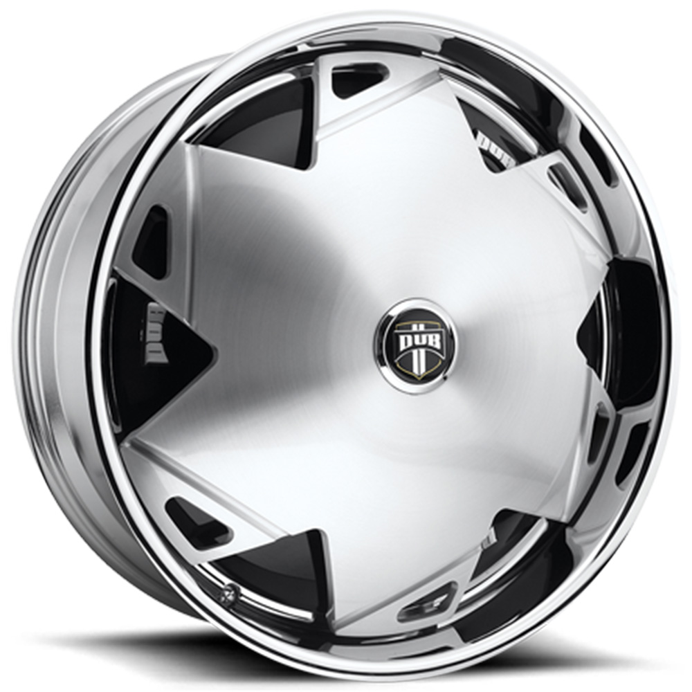24" Dub Forged Wheels S811 Chinchilla Brushed Face with Chrome Lip Spinner Rims