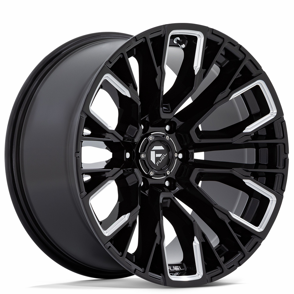 22" Fuel Wheels D849 Rebar 6 Gloss Black Milled Off-Road Rims