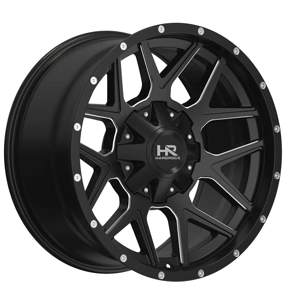 20" Hardrock Wheels H716 Rugged Gloss Black Milled Off-Road Rims