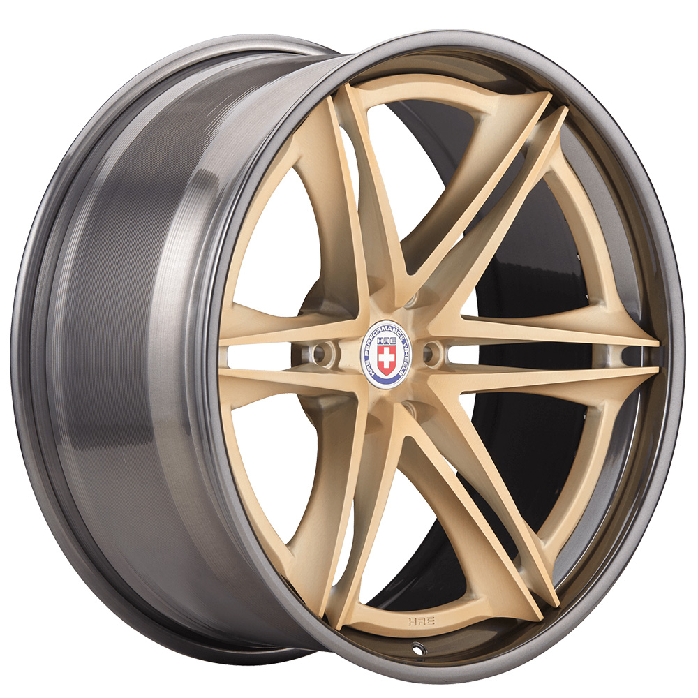 24" HRE Wheels S267H Frozen Gold Center with Polished Dark Clear Outer and Inner Forged Rims
