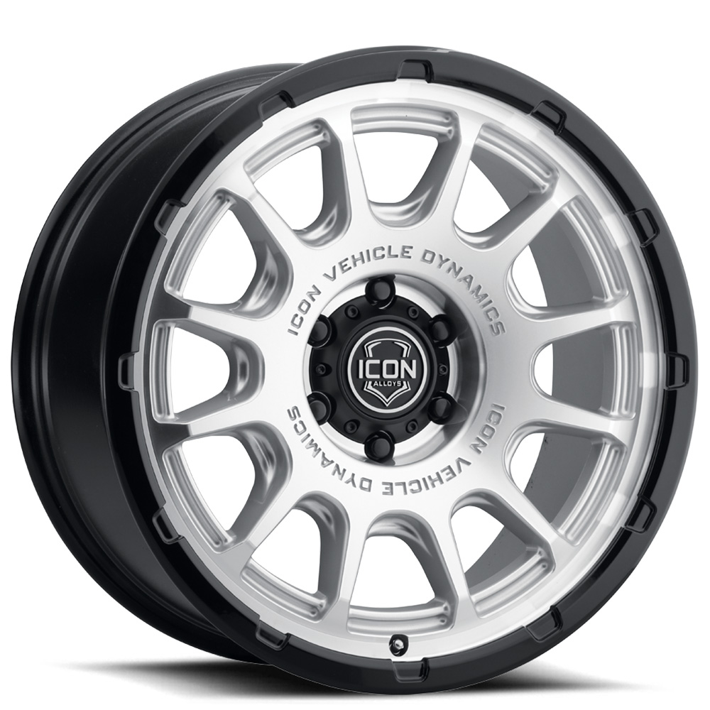 20" ICON Alloys Wheels Rancho Silver Machined with Gloss Black Lip Off-Road Rims