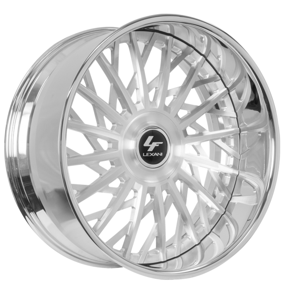 20" Lexani Forged Wheels Hustle-XL Brushed Silver Face with Chrome Lip Rims