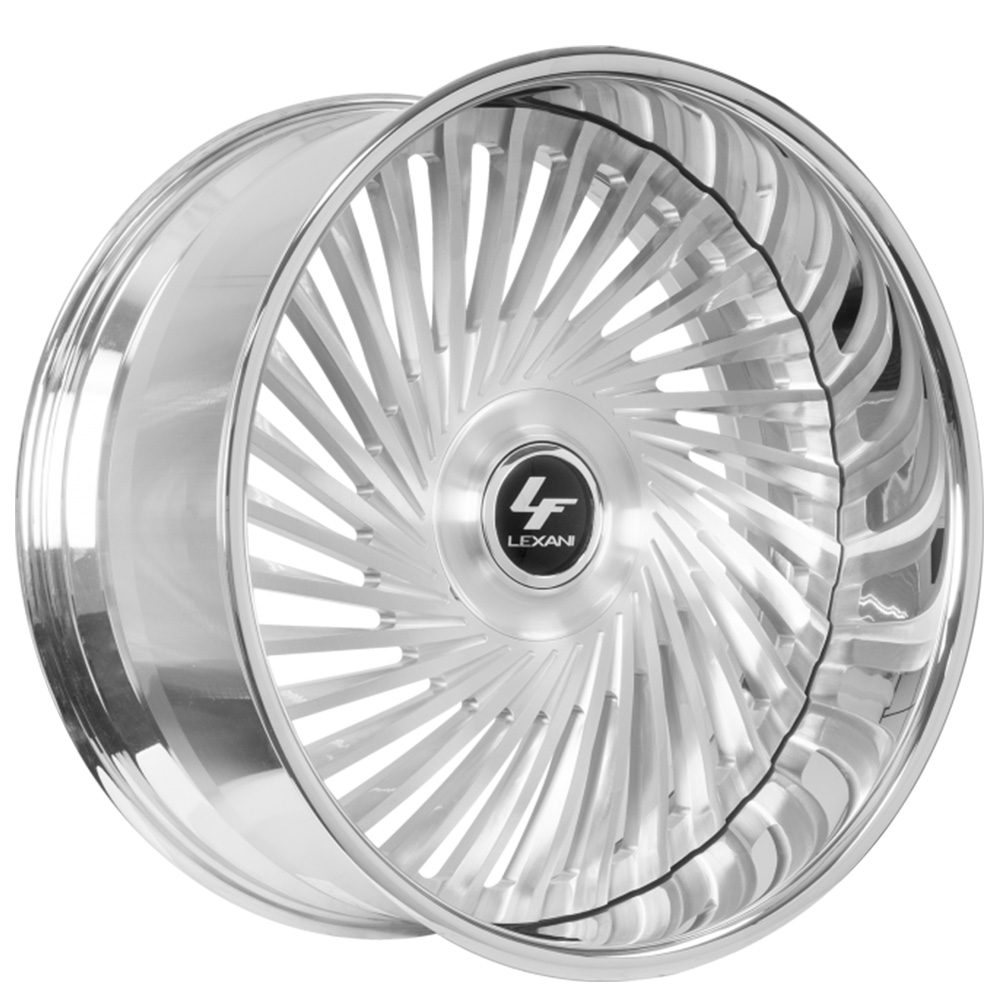 24" Lexani Forged Wheels Juicy-XL Brushed Silver Face with Chrome Lip Rims