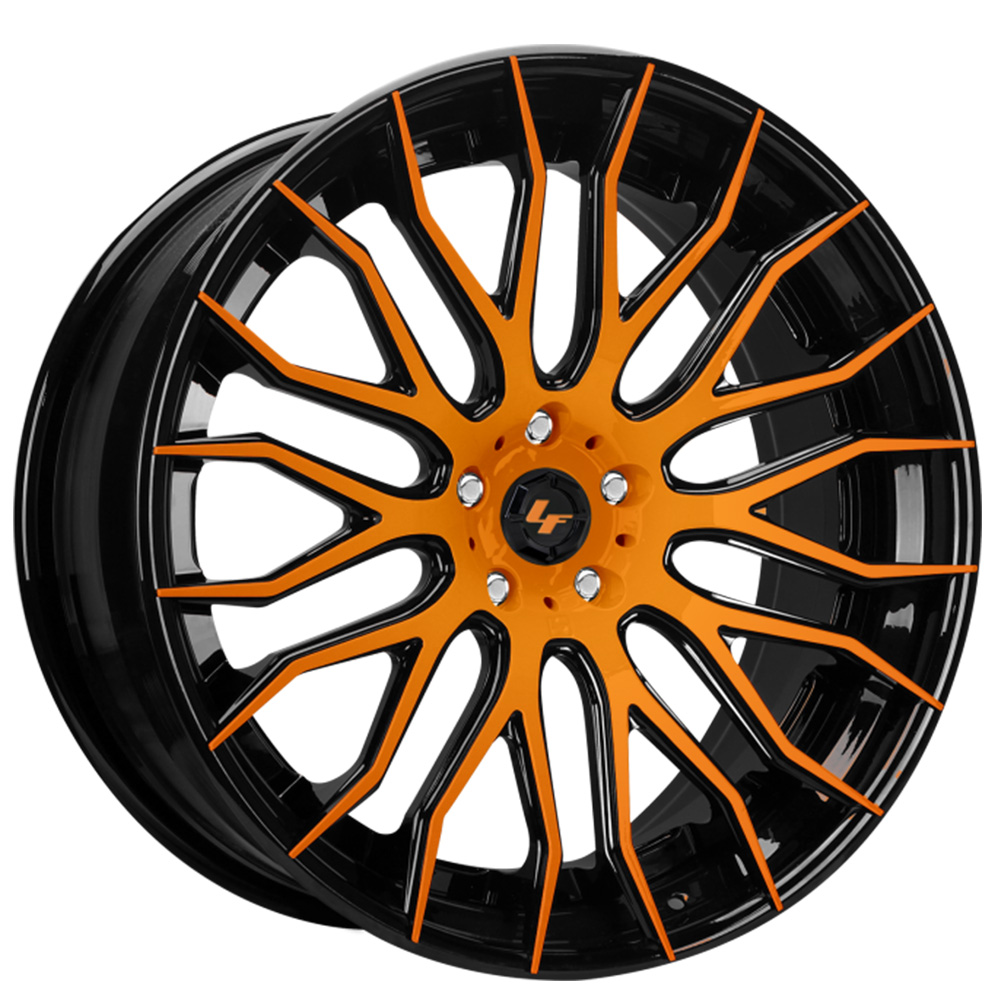 20/21" Lexani Forged Wheels LZ-104 Gloss Black with Orange Face Rims 