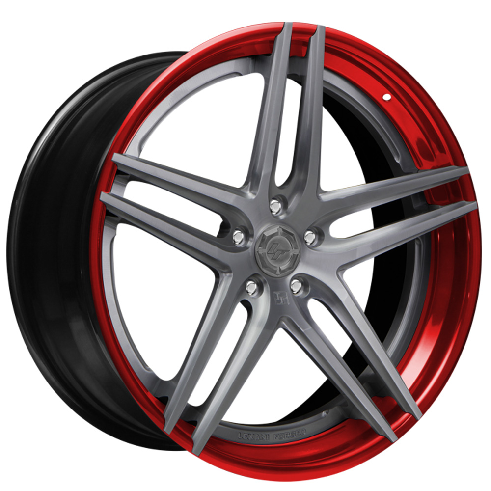 22" Lexani Forged Wheels LZ-105 Graphite Face with Anodized Red Lip Rims