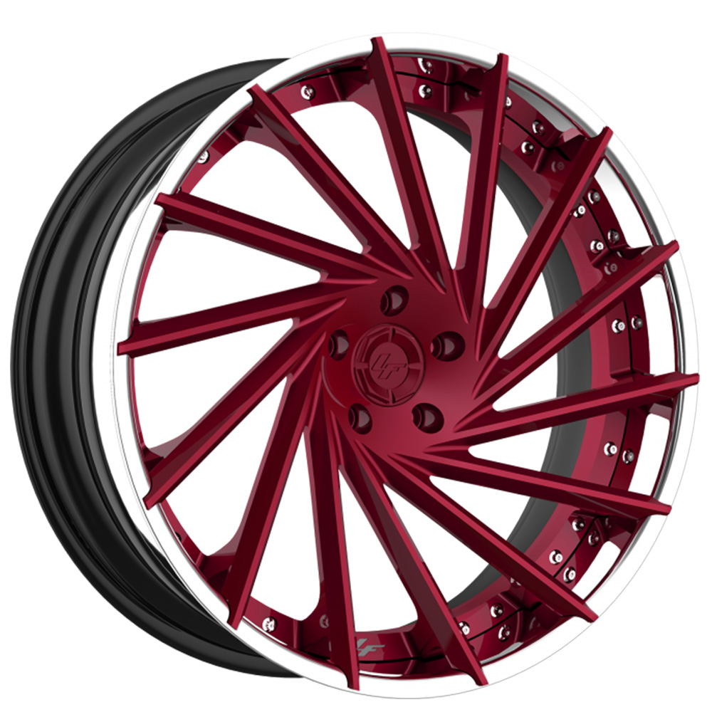 19" Lexani Forged Wheels LZ-114 Burgundy Face with Chrome Lip Rims