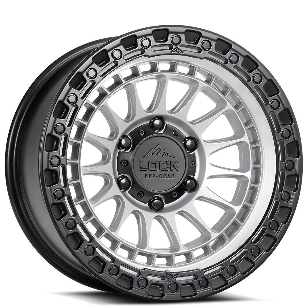 17" Lock Off-Road Wheels Mojave Matte Silver with Matte Black Ring Rims
