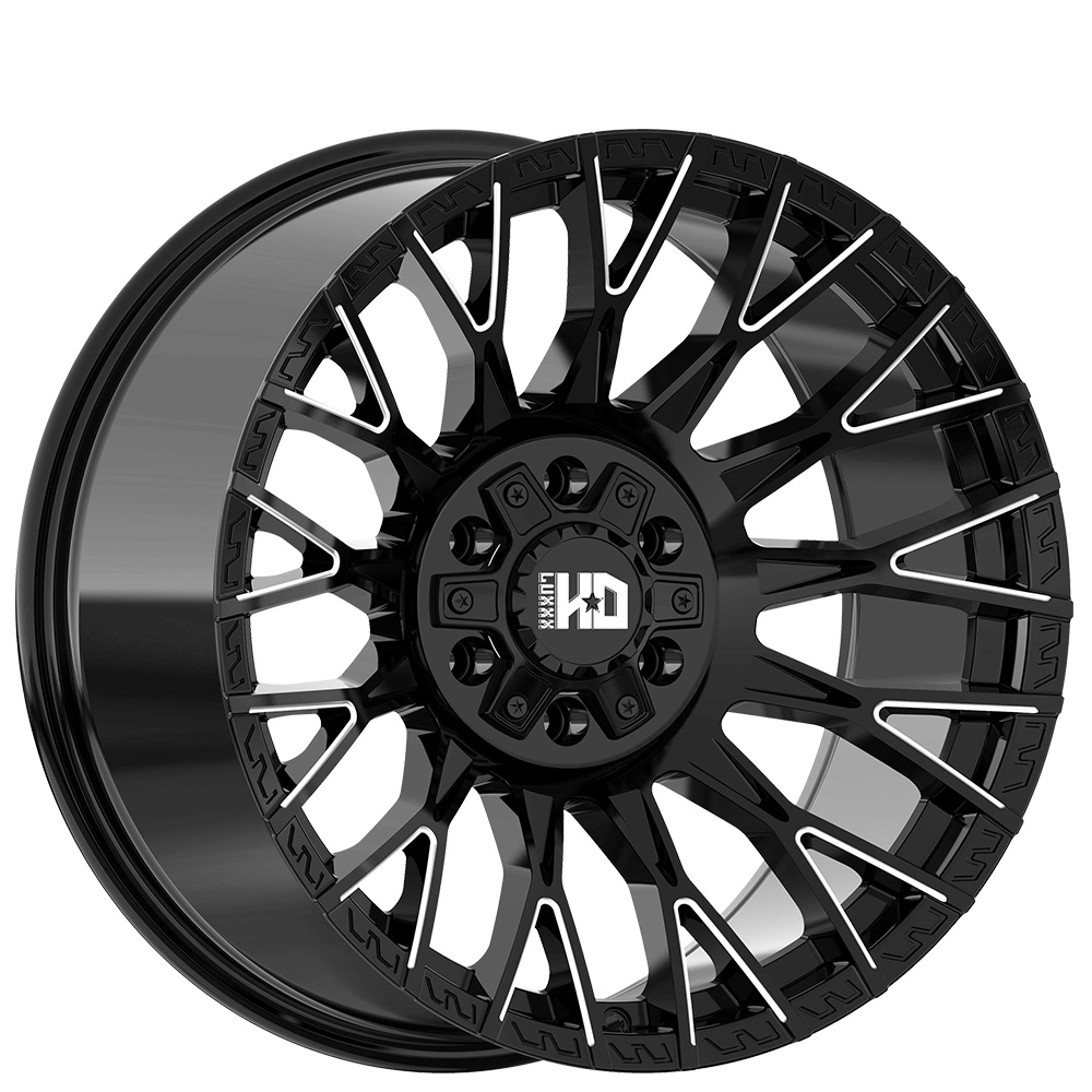 20" Luxxx HD Wheels LHD43 Gloss Black Milled Off-Road Rims