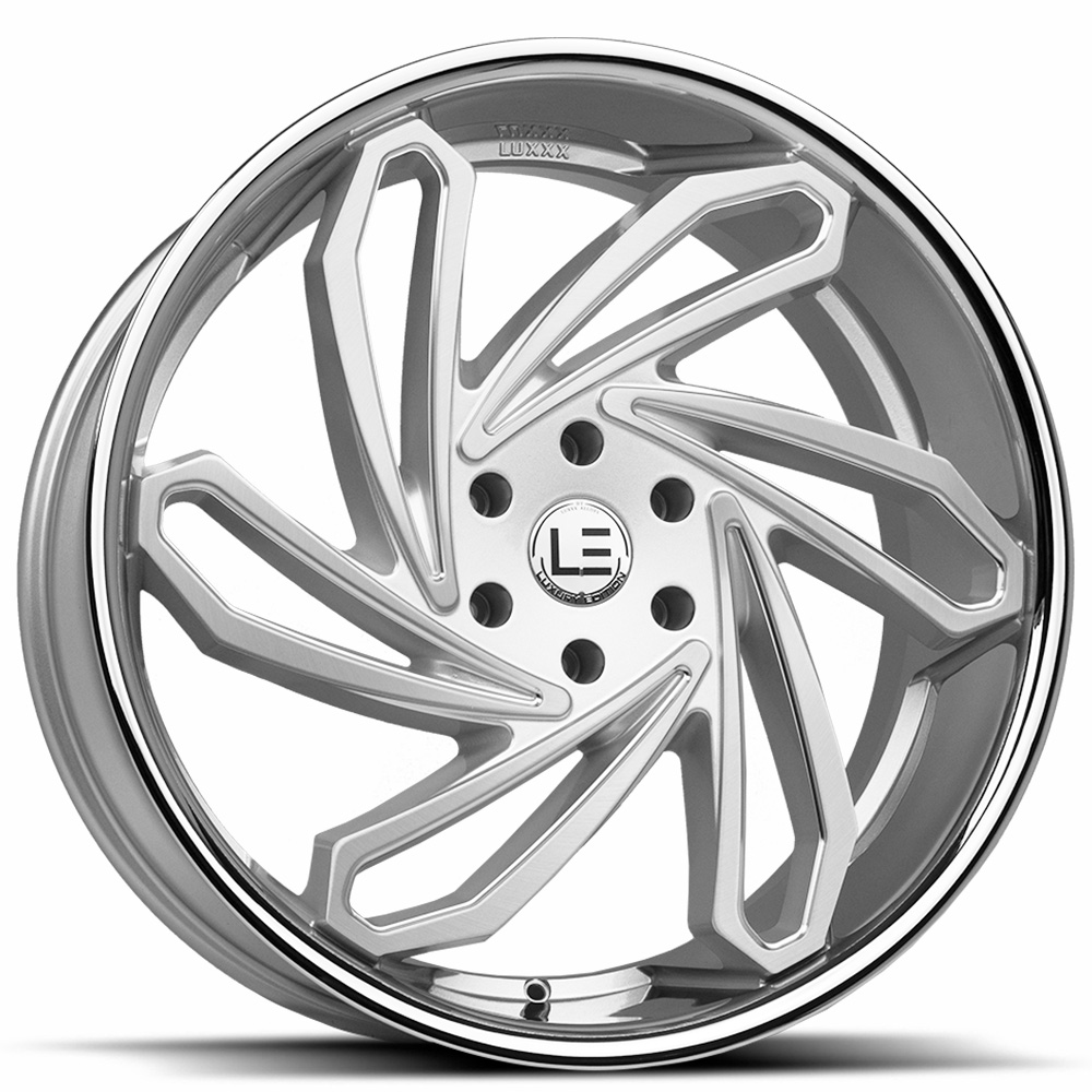 22" Luxxx Alloys Wheels Lux LE10 Brushed Face Milled with SS Lip Rims