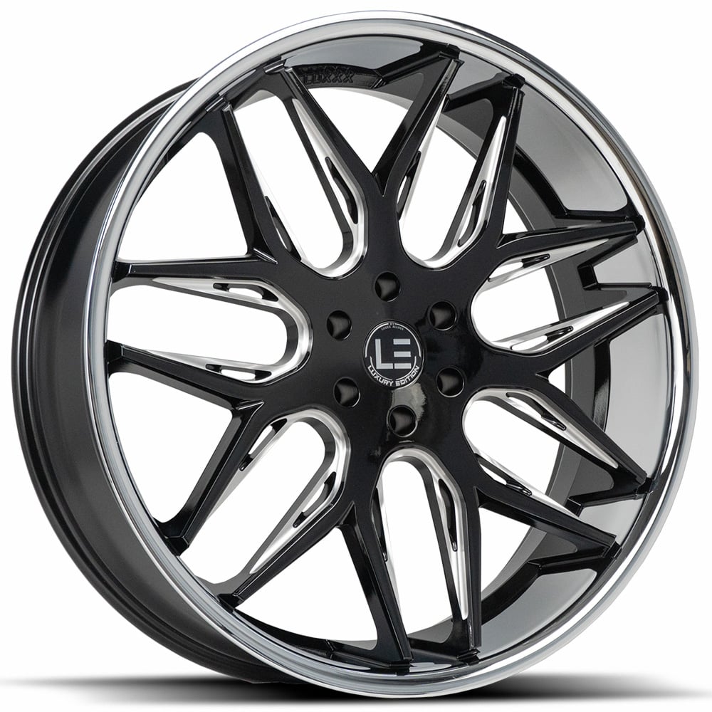 24 Luxxx Alloys Wheels Lux Le 14 Gloss Black Milled With Ss Lip Rims