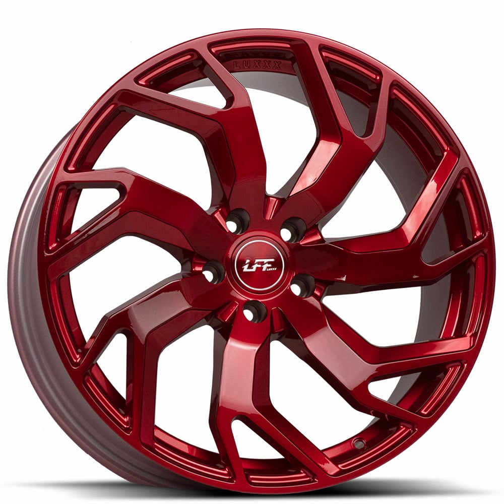 20" Luxxx Alloys Wheels Lux LFF04 Alfa Roja Red with Brushed Face Flow