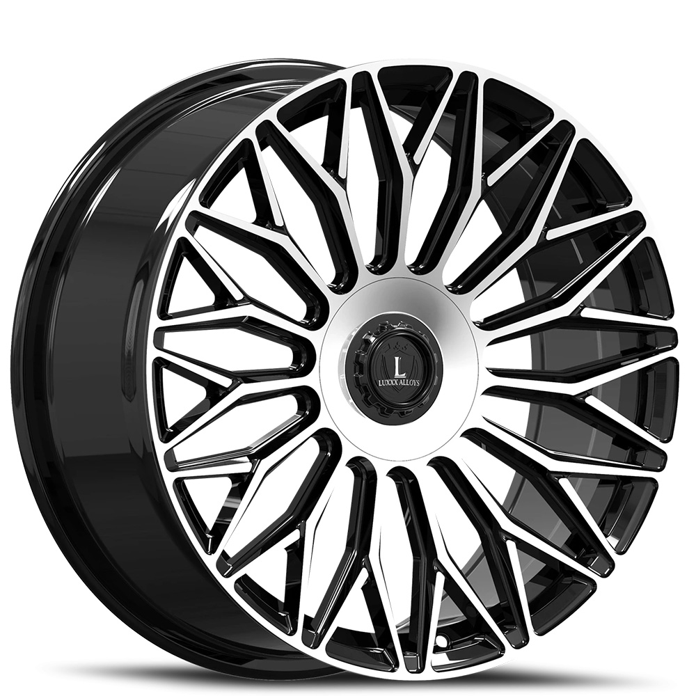 20" Luxxx Alloys Wheels Lux53 Gloss Black with Machined Face Rims