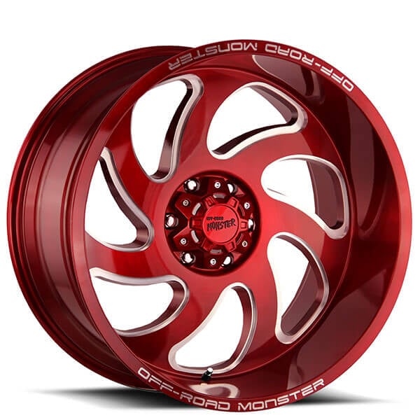 20" Off Road Monster Wheels M07 Candy Apple Red Milled Rims