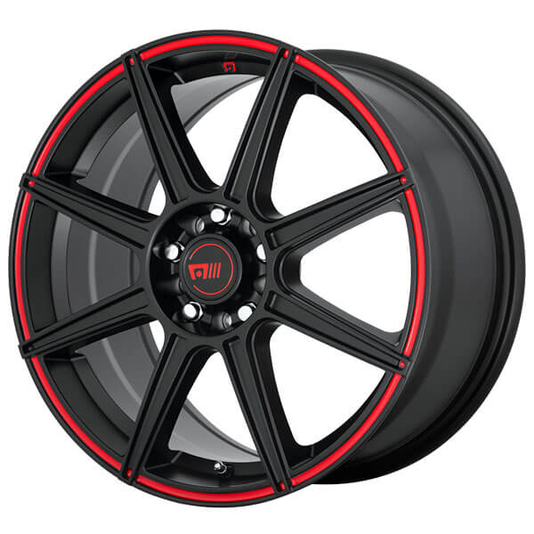 18" Motegi Racing Wheels MR142 CS8 Satin Black with Red Stripe Rims
