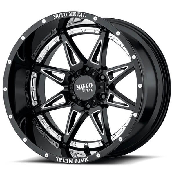 18" Moto Metal Wheels MO993 Hydra Gloss Black Milled Off