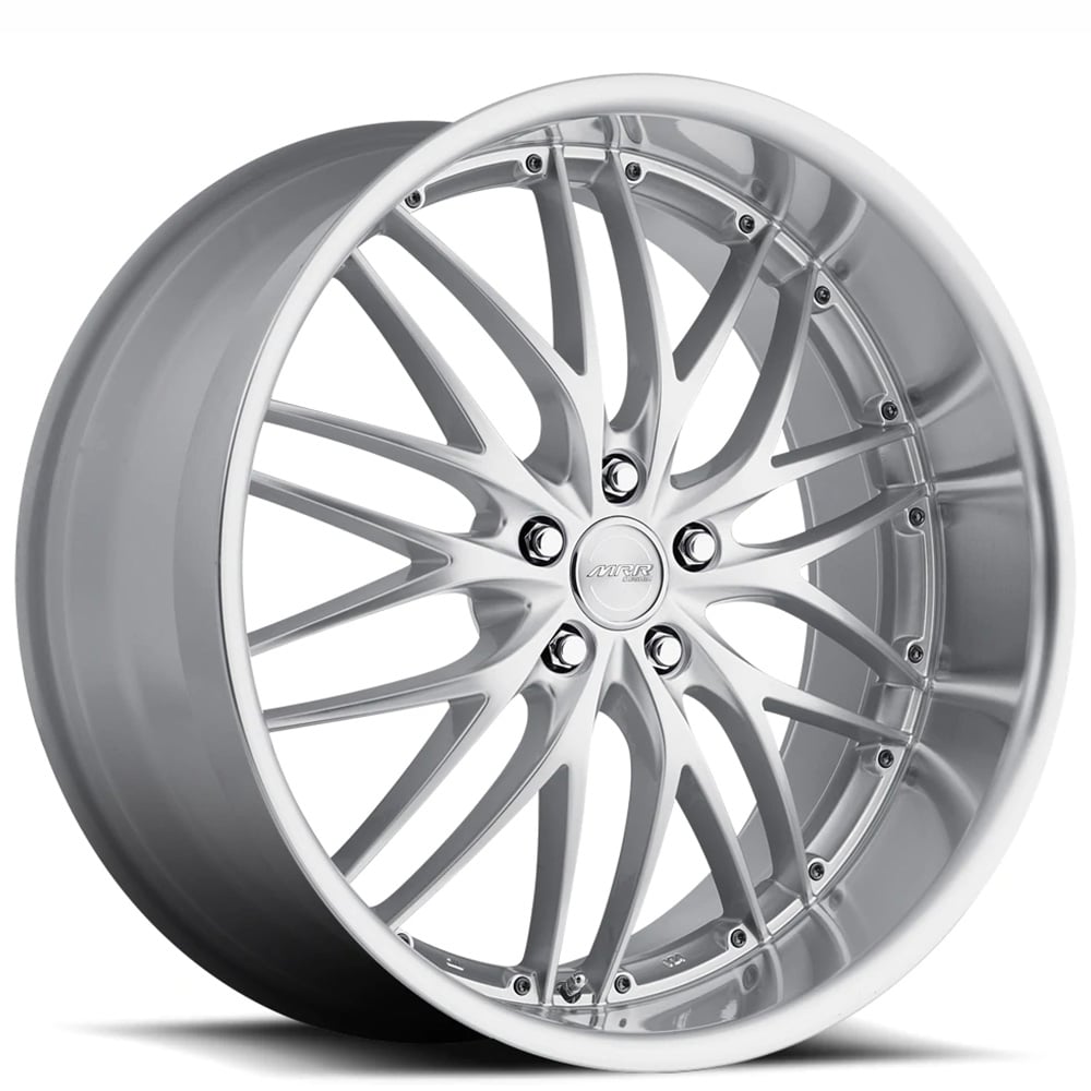 18" Staggered MRR Wheels GT1 Hyper Silver with Machined Lip Rims 