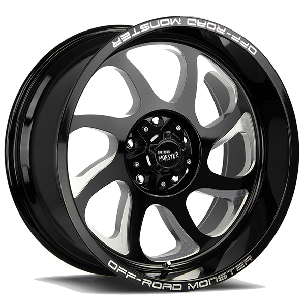22" Off Road Monster Wheels M22 Gloss Black Milled Rims