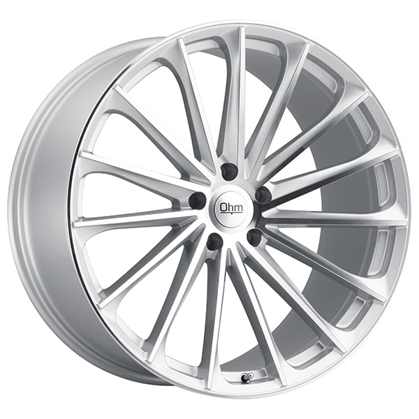 21" Ohm Wheels Proton Silver With Mirror Face Rotary Forged Rims