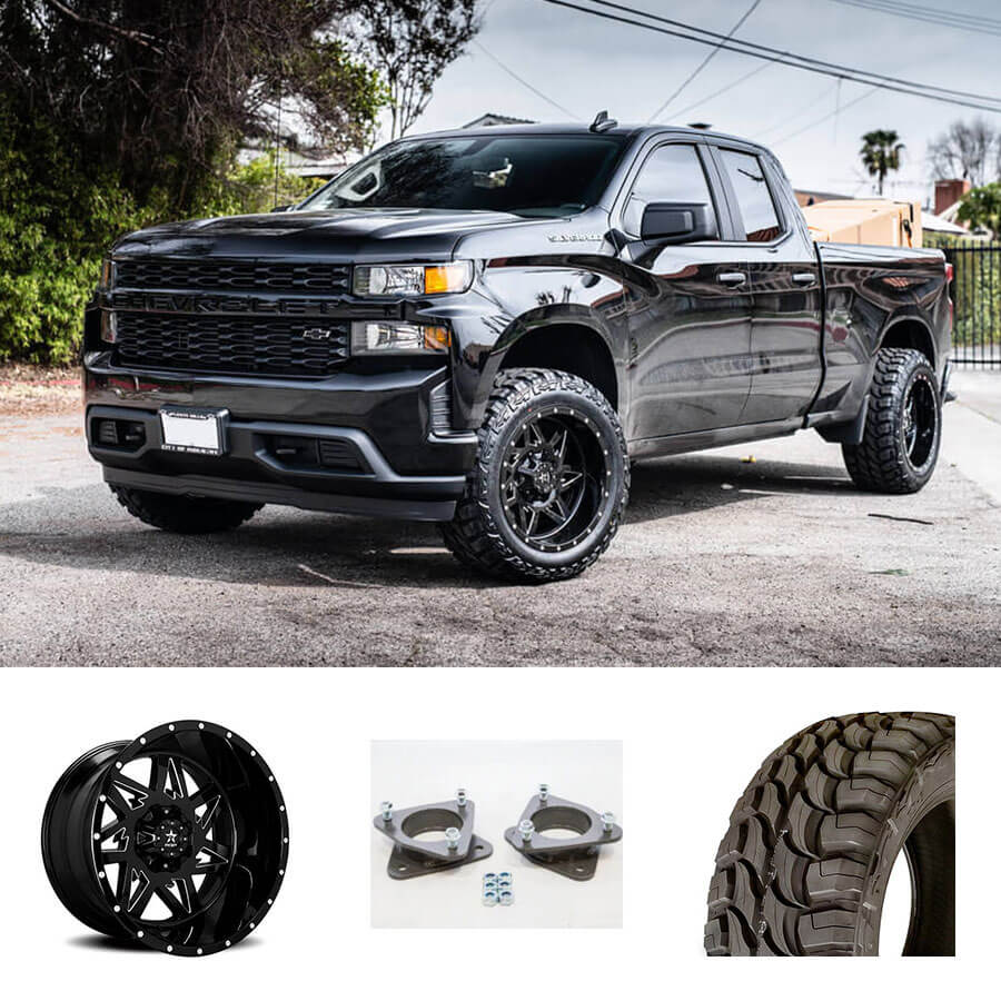 2019 Chevrolet Silverado 1500 20x12" Wheels + Tires + Suspension