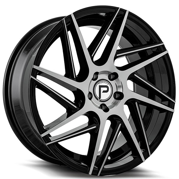 20" Pinnacle Wheels P104 Swerve Gloss Black with Machined Face and Milled Rims