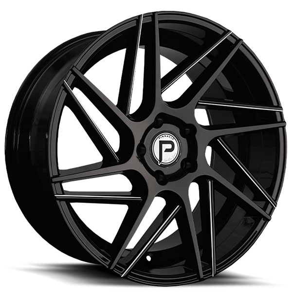 20" Pinnacle Wheels P104 Swerve Gloss Black Milled Rims