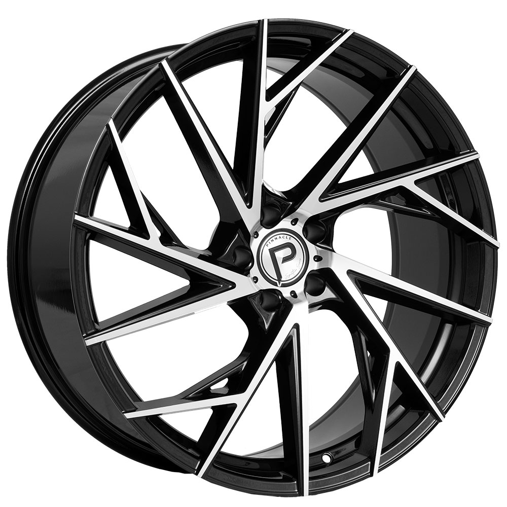 22" Pinnacle Wheels P316 Swank Gloss Black Machined Rims