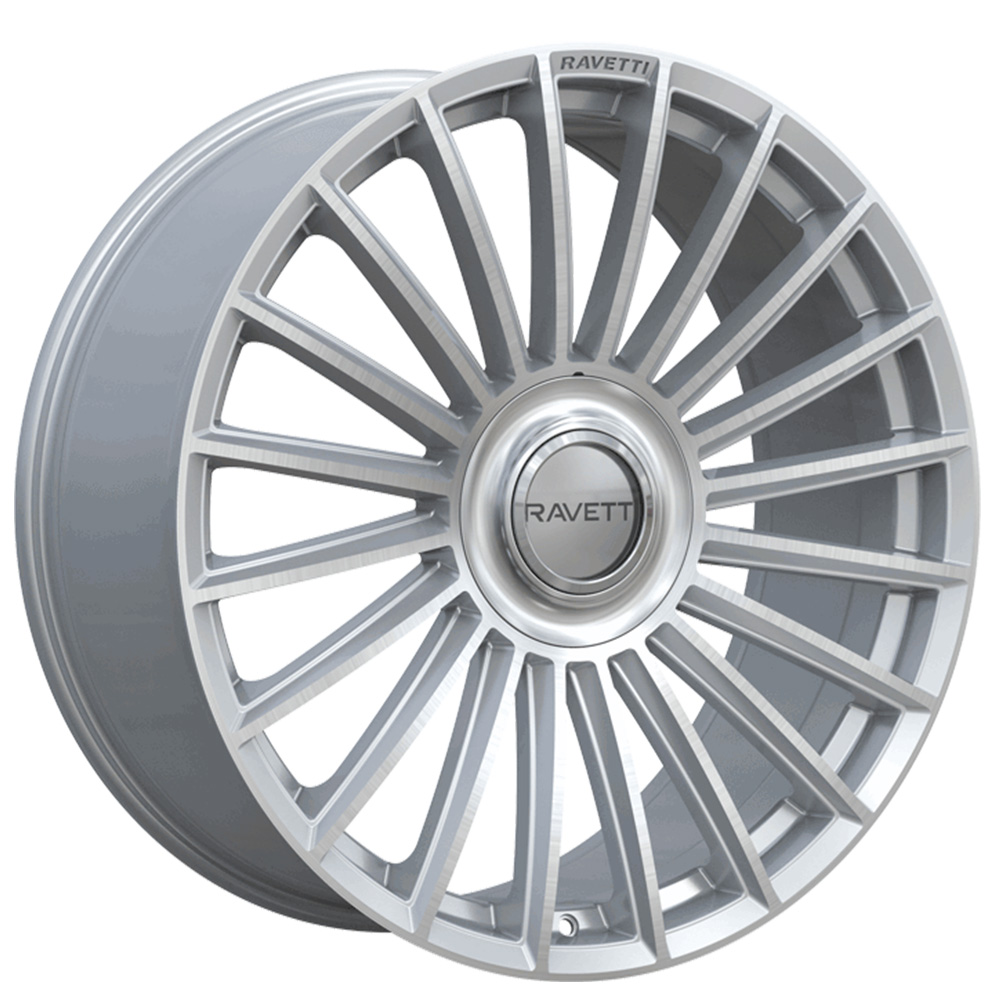 20" Ravetti Wheels M17 Silver Brushed Floating Cap Rims