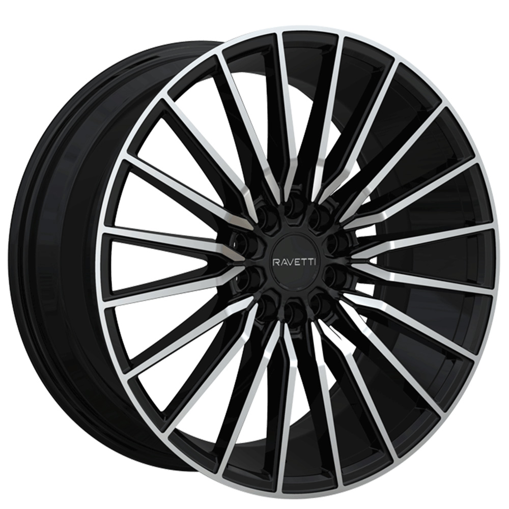 18" Ravetti Wheels M18 Black Machined Rims