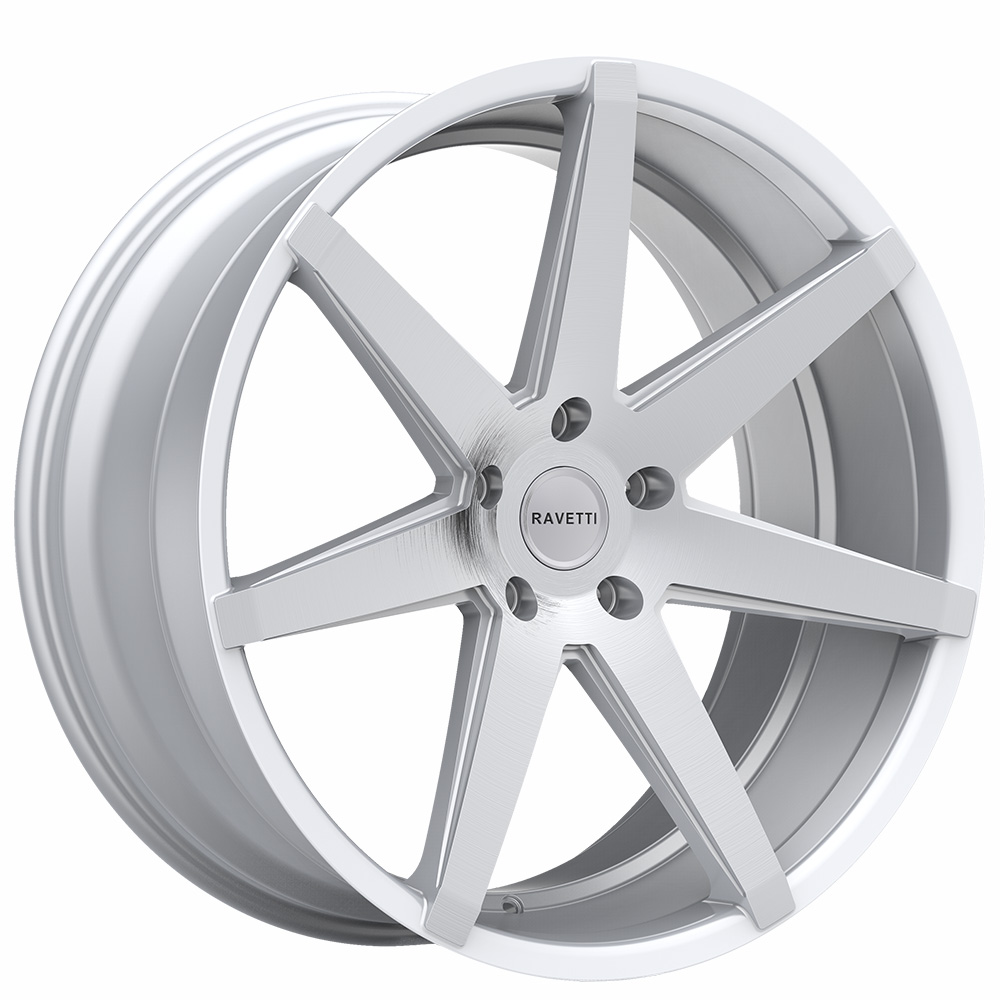 22" Ravetti Wheels M7 Silver with Brushed Face Rims