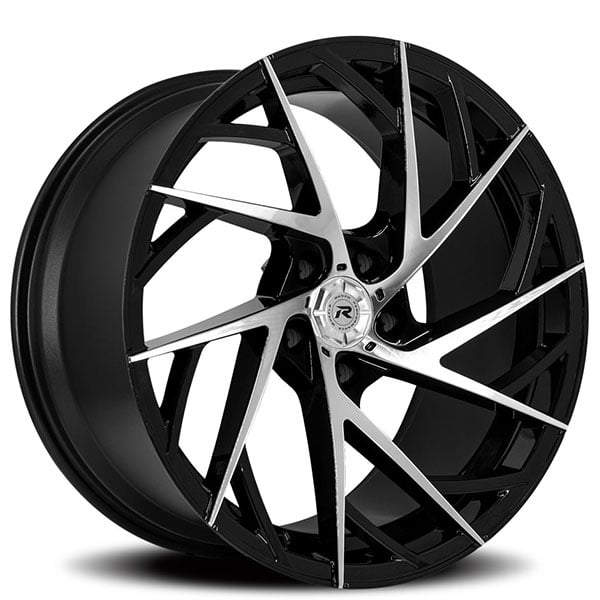 20" Staggered Renzo Wheels Mugello Gloss Black Machined Rims