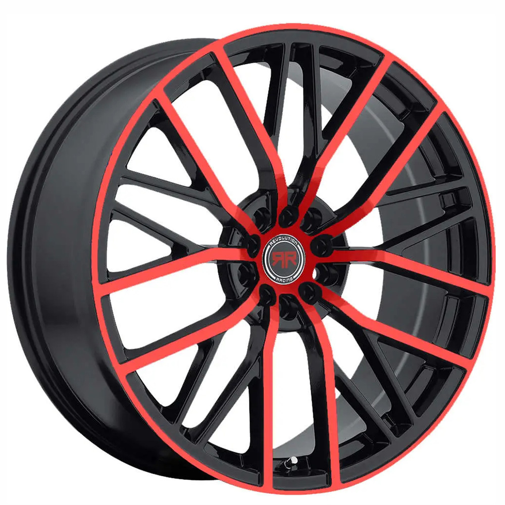 20" Revolution Racing Wheels RR07 Black with Red Face Rims