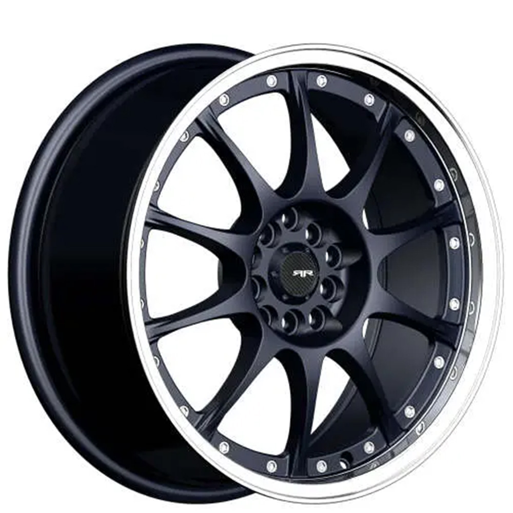 16" Revolution Racing Wheels RR32 Black with Polished Lip Rims
