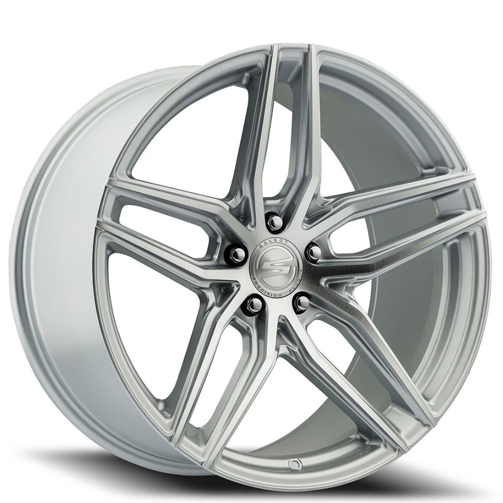 20" Select Precision Alloys Wheels S101 Shadow Gloss Silver Brushed Rims 