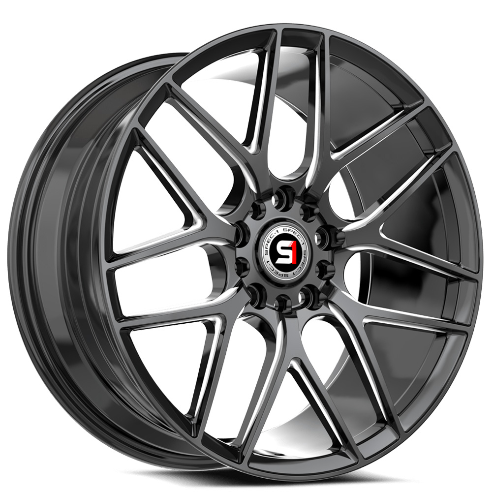 18" SPEC-1 Wheels SP-78 Gloss Black with Milled Rims 
