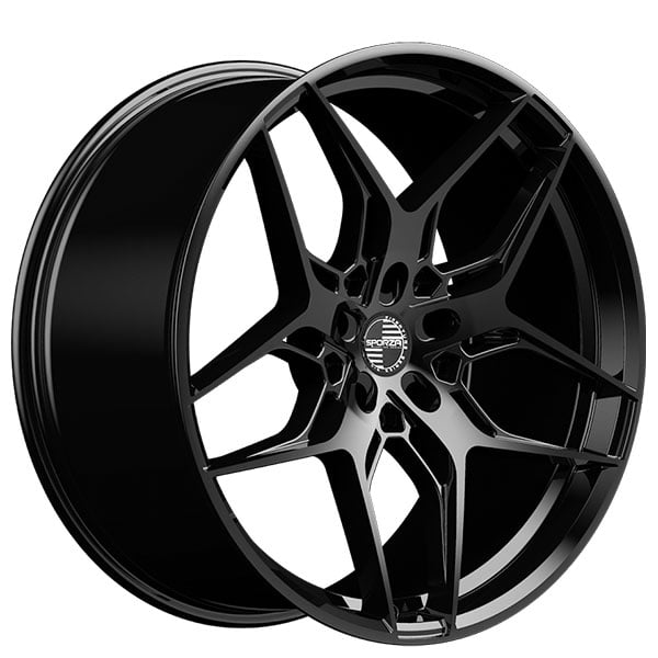 22" Staggered Sporza Wheels Raptor Gloss Black Concave Rims