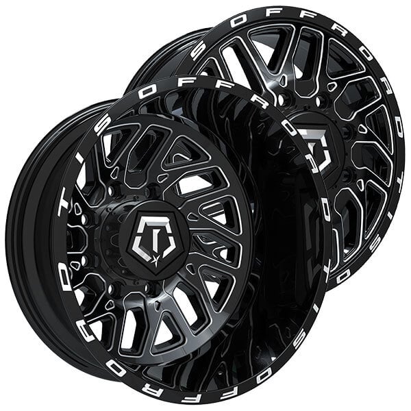 20" TIS Wheels 544BM Dually Gloss Black Milled OffRoad Rims TOR0041