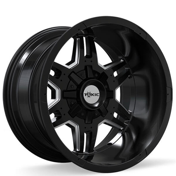 Toxic Off Road Wheels Naked Shok Gloss Black Milled Rims TOX