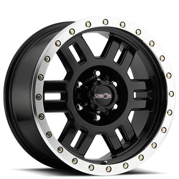 16 Quot Vision Wheels 398 Manx Gloss Black With Machined Lip