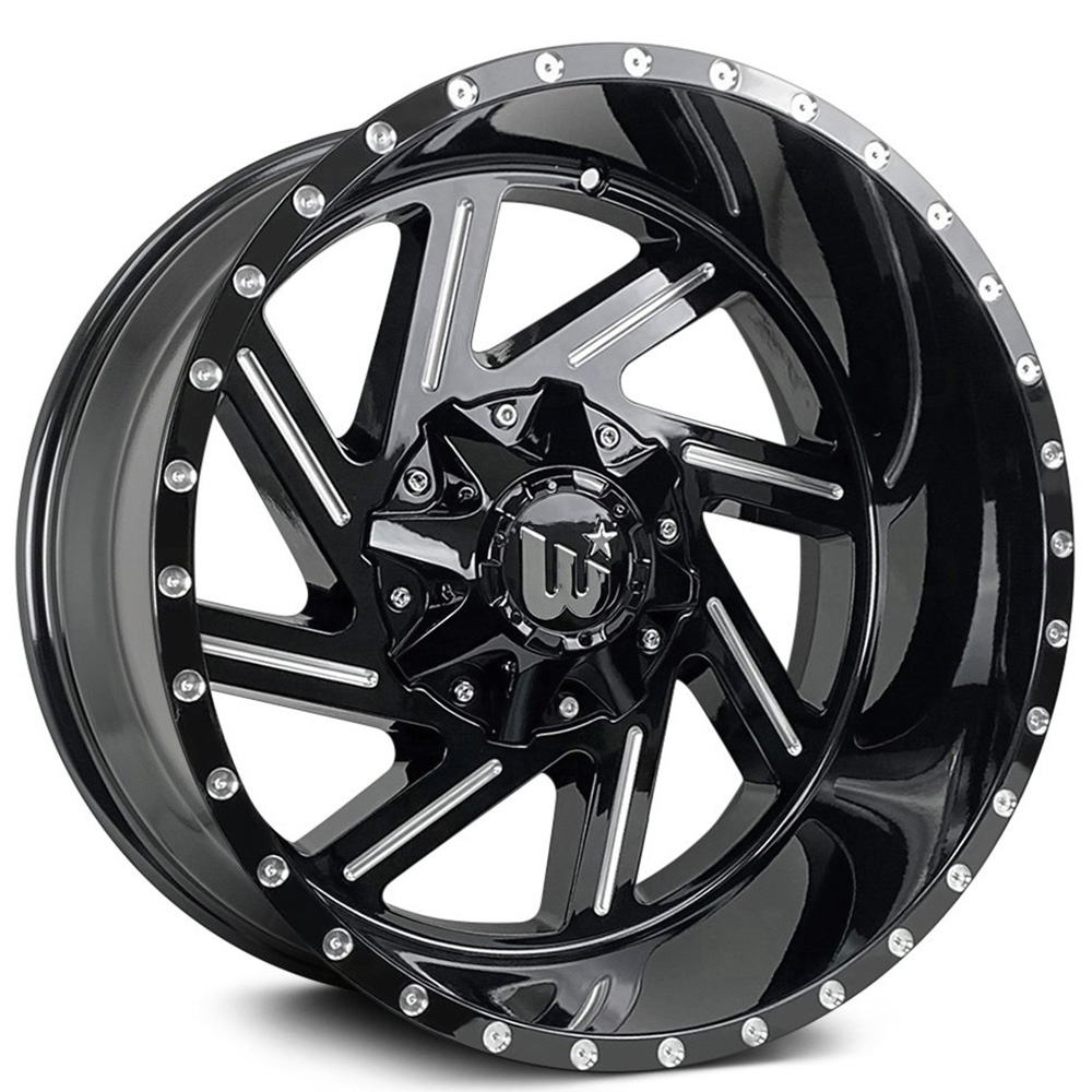 22 Western Wheels Cactus Gloss Black Milled Off Road Rims Wto009 2 8464