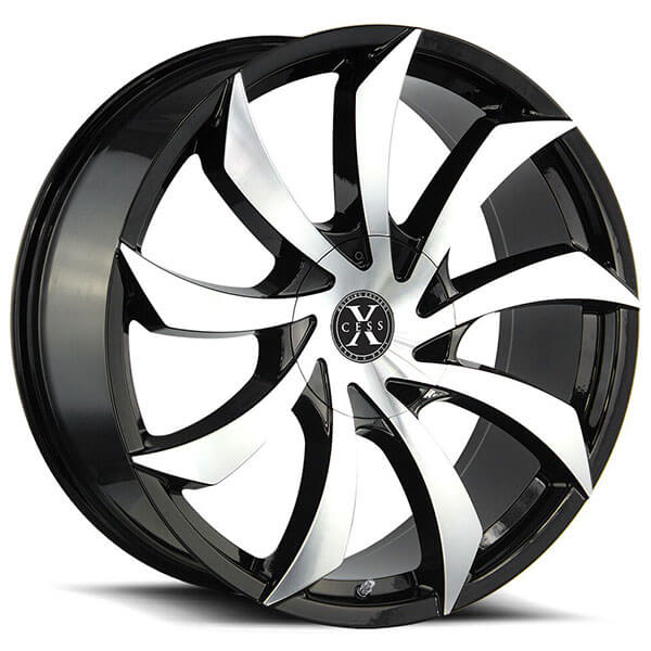 26" Xcess Wheels X01 Gloss Black Machined Rims