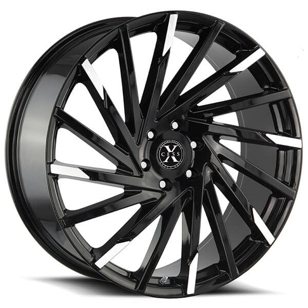 26" Xcess Wheels X02 Gloss Black Machined Tips Rims