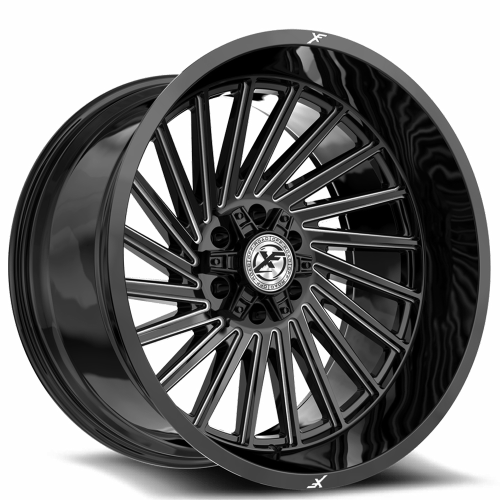 24" XF Off-Road Wheels XF-239 Gloss Black Milled Rims 