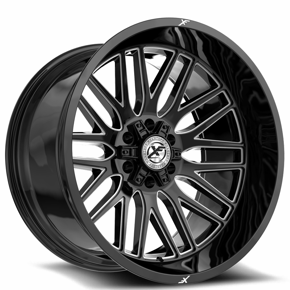 20" XF Off-Road Wheels XF-240 Gloss Black Milled Rims 