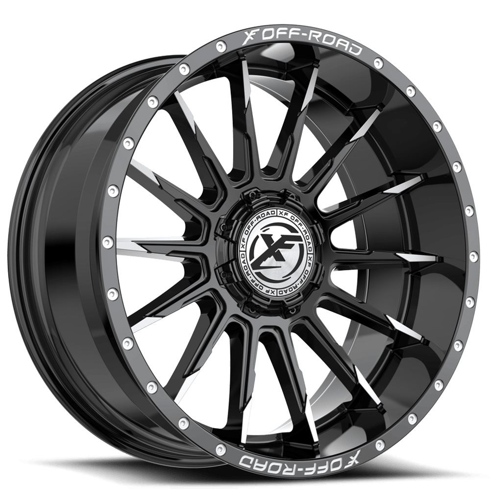 22" XF Off-Road Wheels XF-247 Gloss Black Machined Rims