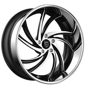 22" Lexani Forged Wheels LF-744 Twister Black Machined with Chrome SS Lip Rims